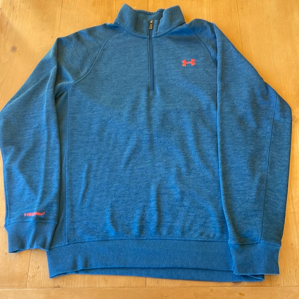 Under Armour size L heathered teal with neon orange half-zip pullover. No flaws!